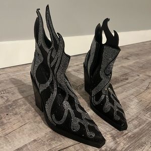 Rhinestone Flame Cowboy Boots